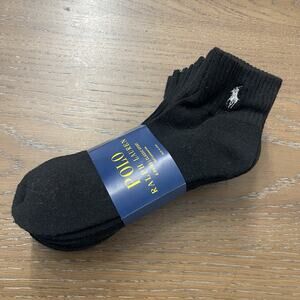 Polo Ralph Lauren Mens Socks 6 Pack Black Classic Sport Half Cushioned Sole NEW